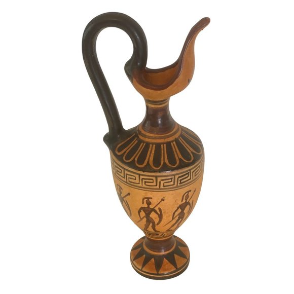 Greek Pitcher Ewer Hand Painted Pottery Vase A Xipolias Epidavros Greece 8.5 x3 - Picture 3 of 8